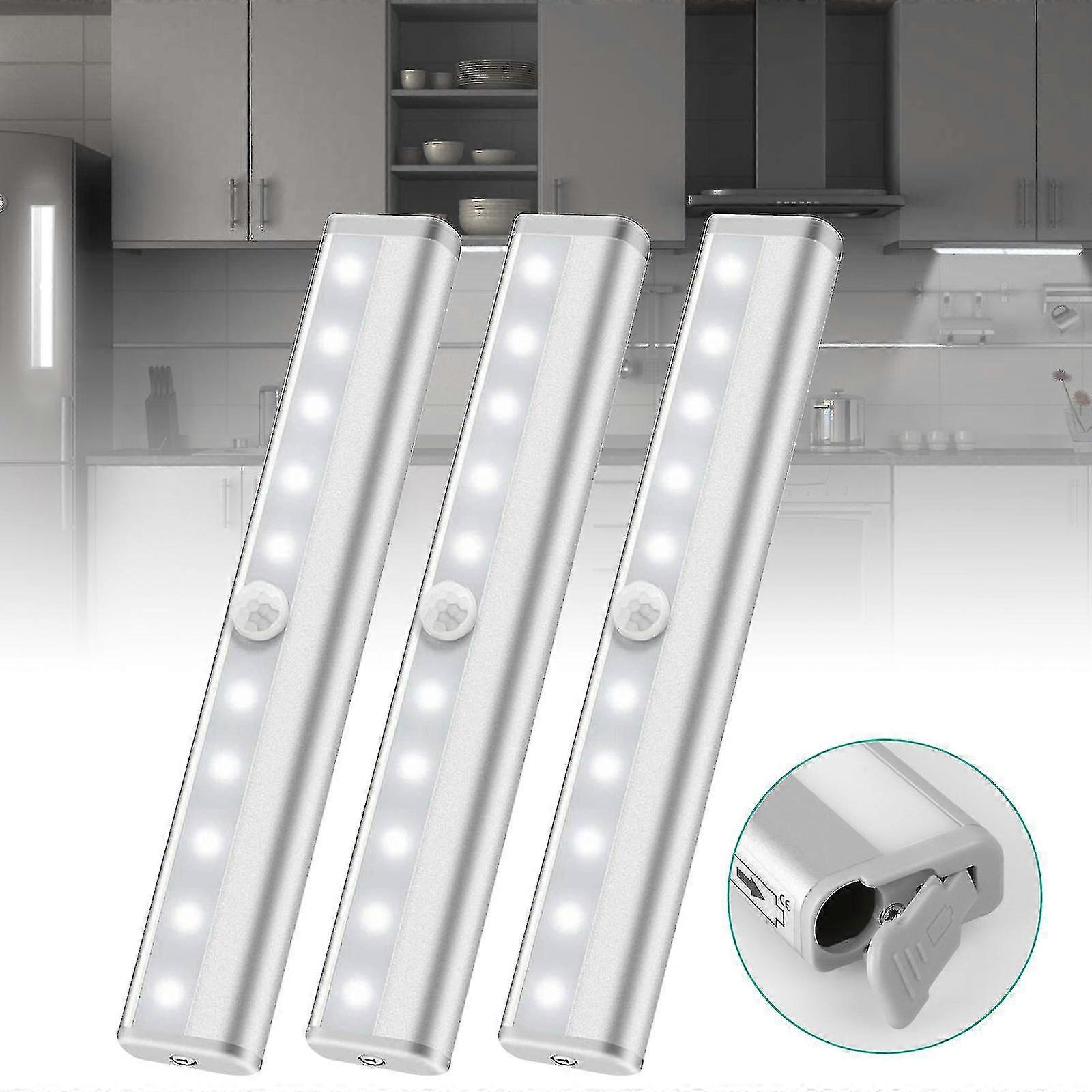 3pcs Led Closet Lights, Motion Sensor Under Cabinet Lighting, Battery ...