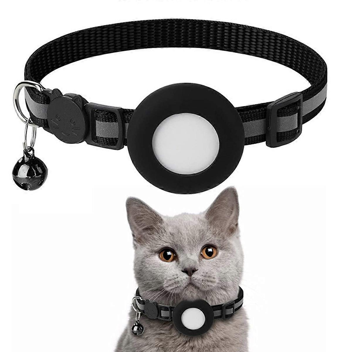 Cat Collar Breakaway, Reflective Kitten Collar with Apple Air Tag Holder and Bell for Girl Boy Cats, 0.4 Inches in Width and Lightweight