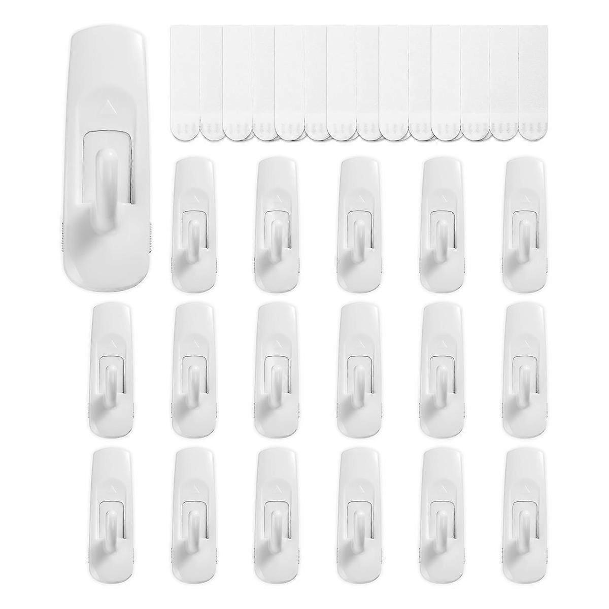 18 Hooks+24 Strips, Medium Utility Hooks, Organize Damage-Free Hanging Hooks Heavy Duty with Adhesive Strips