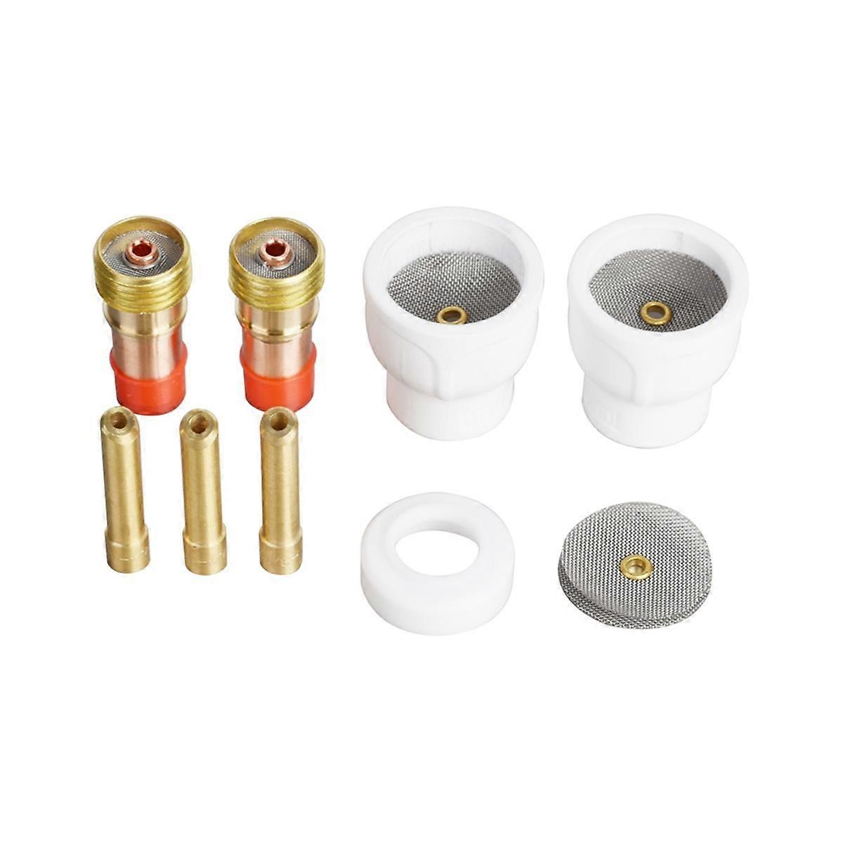 11 TIG-hegesztés 12 fehér kerámia fúvókás alumínium-oxid csészekészlet fáklyák 17-hez 18 26 makacs patron testgáz lencse készlet 1,6 mm