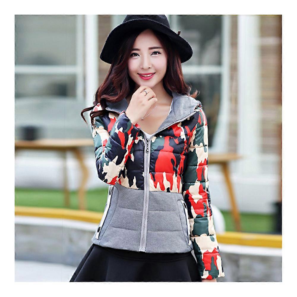 Light Thin Down Coat Hoodied Camouflage Short