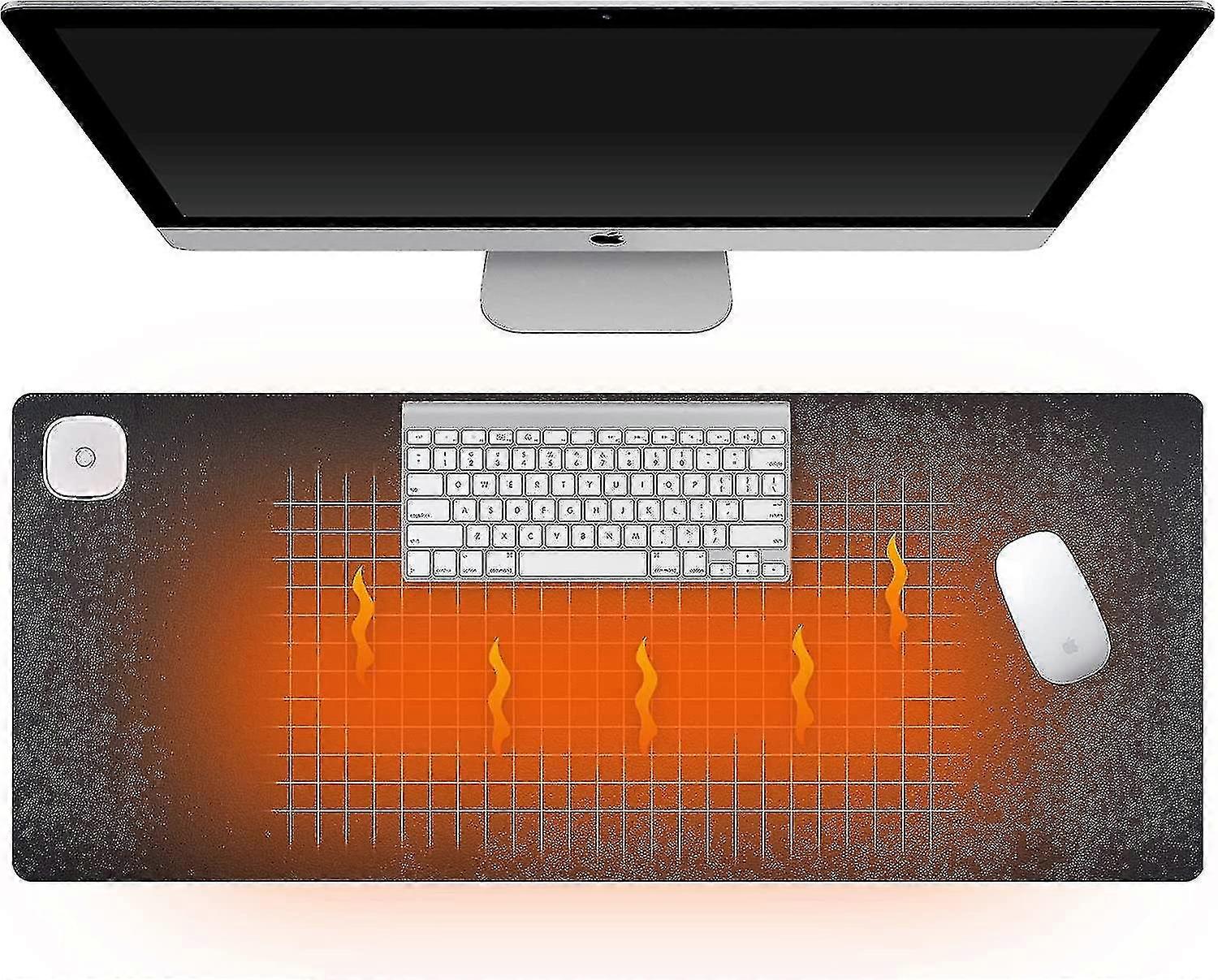 Warm Desk Pad, Pu Large Heated Keyboard Pad, Office Hand Warmer Desk Mat, 3 Speeds Touch Heated Control, 31" X 13" Gaming Mouse Pad, Winter Office Des
