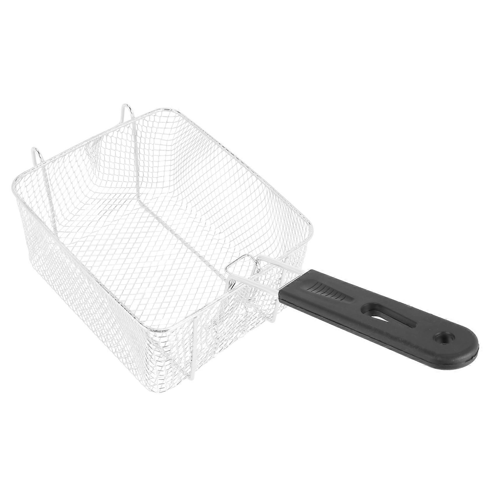 Stainless Steel Deep Fry Basket Rectangle Wire Mesh Strainer with Long Handle Frying Cooking Tool F