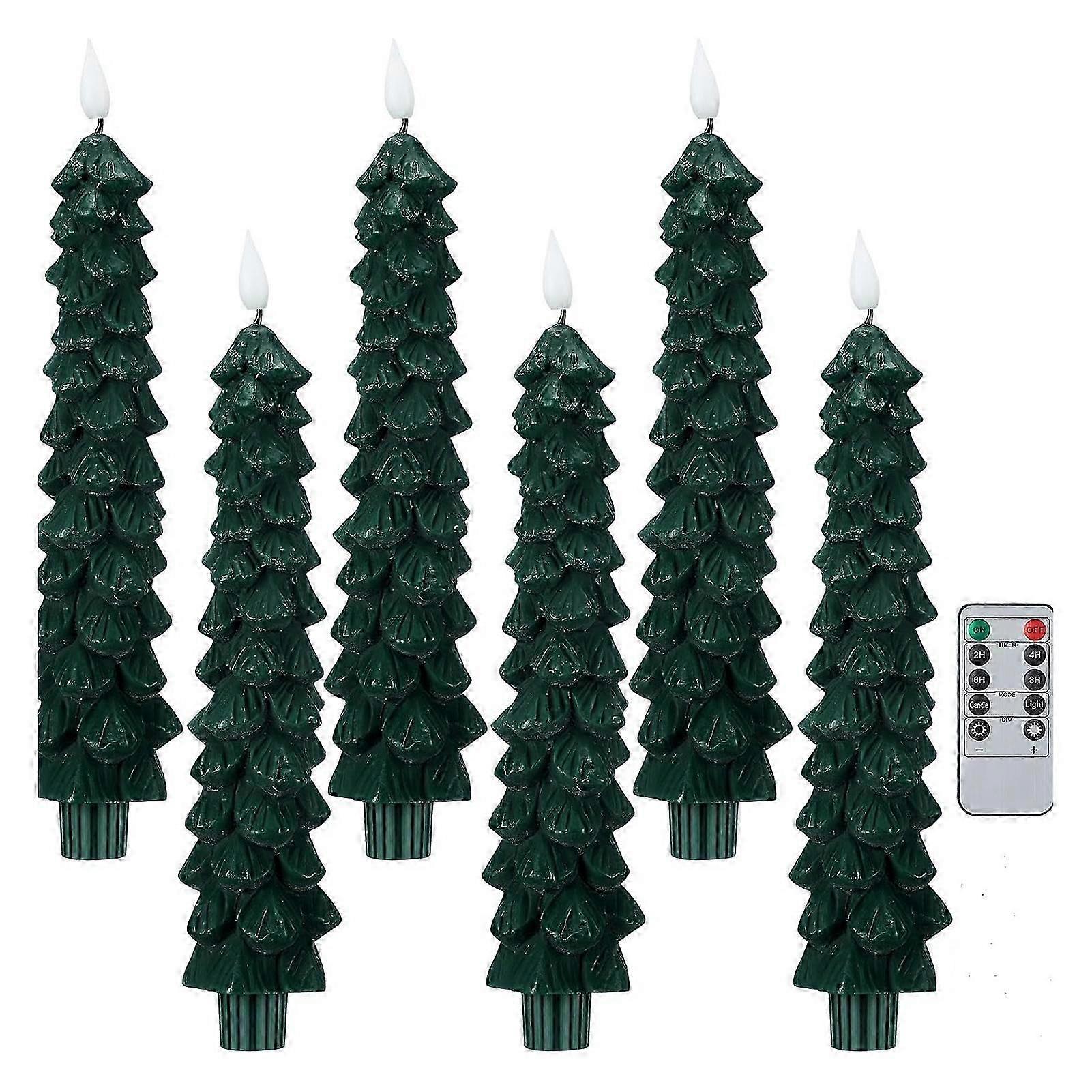 Remote Control LED Christmas Pinecone Candles - Flameless Taper Candle Lights with Flickering Effect for Christmas Decoration
