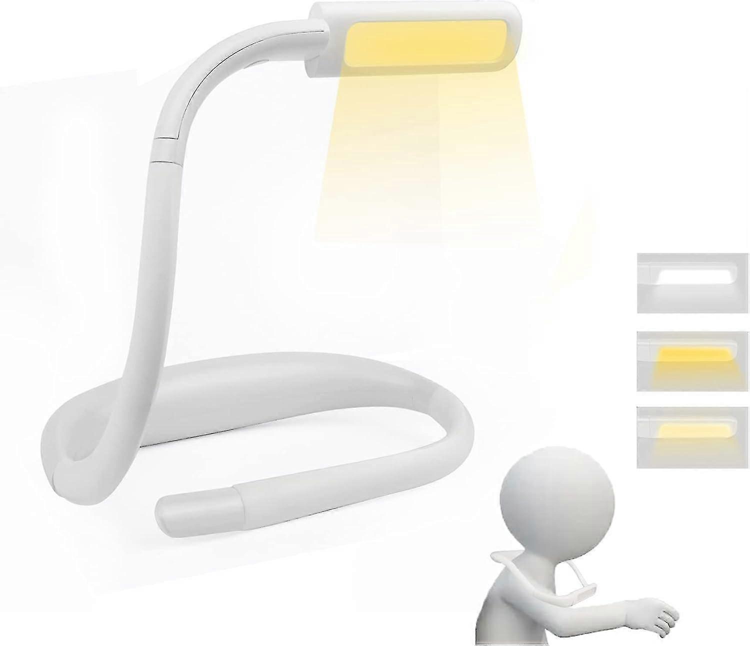 Rechargeable Neck Reading Light, Reading Light Led Light, Bed Reading Reading Light, Adjustable Brightness, 3 Colors, Flexible Arm-QJWL
