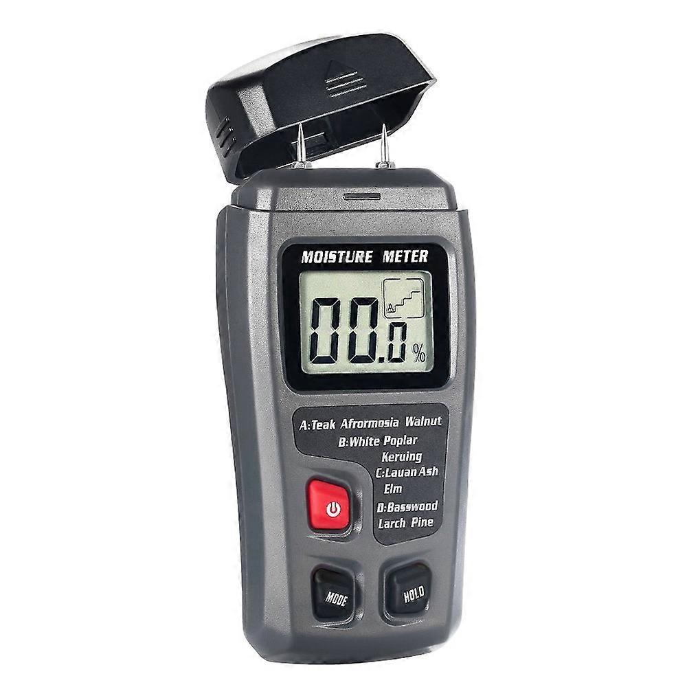 Digital Wood Moisture Meter Hygrometer Timber Damp Detector Tree Density Digital Wood Humidity Tester Meter Professional 0~99.9%-black