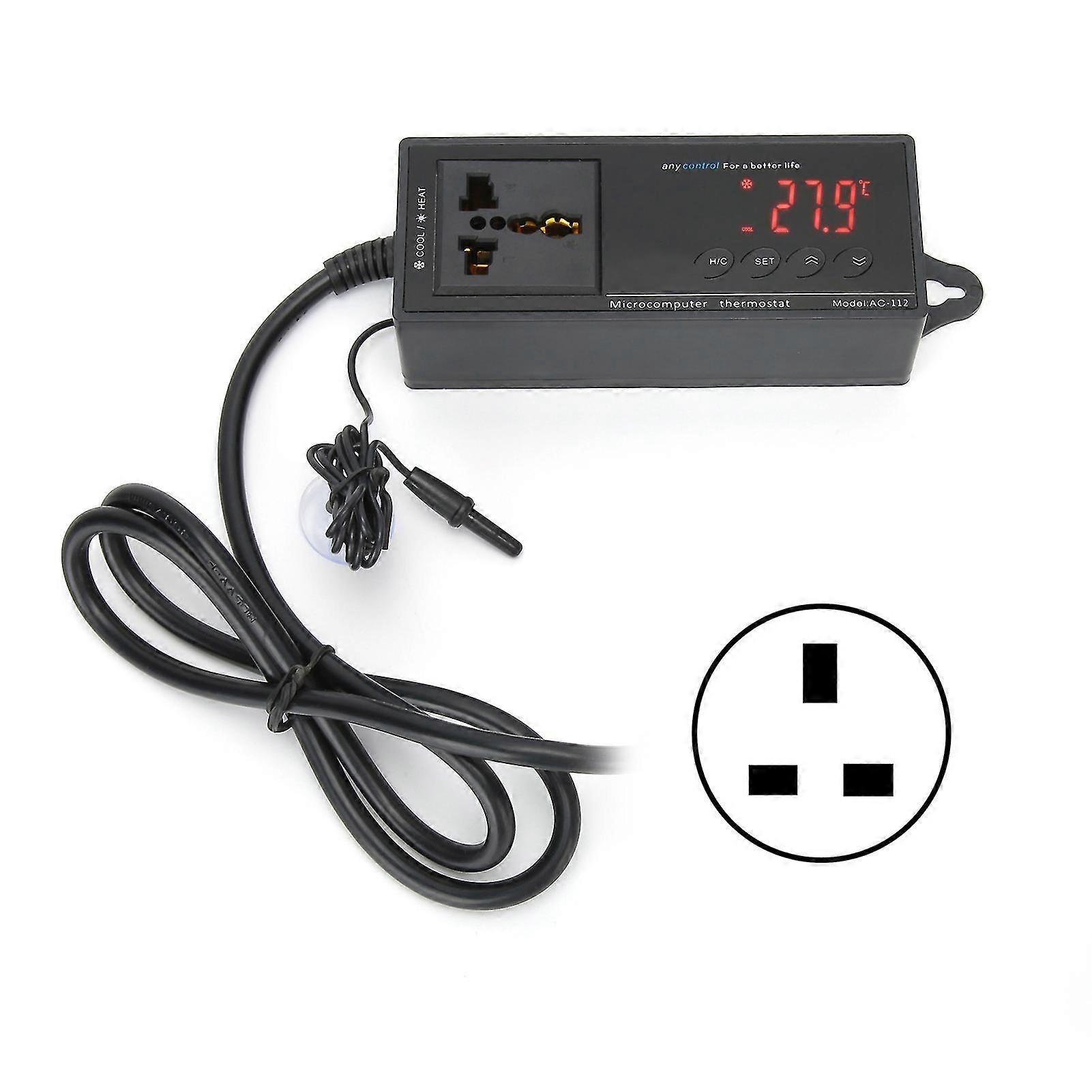 Reptile Incubator Aquarium Digital Temperature Controller, 220V UK Plug, IP65 Waterproof, Large LCD Screen, Accurate 1, Model Compatible with Greenhou