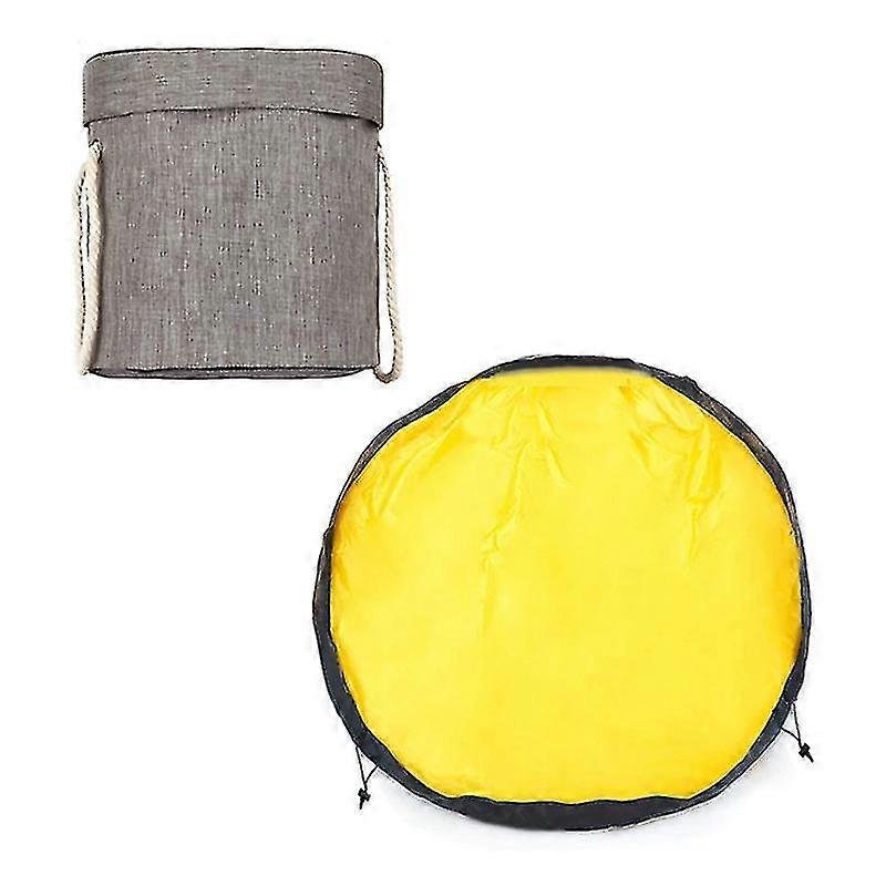 Kids Toy Portable Bucket Play Storage Drawstring Organizer Mat-grey