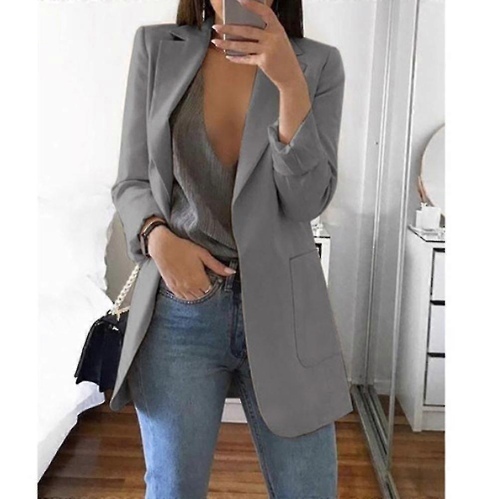 Dam Kavaj med slag, arbetskläder, kontorskavaj, casual, långärmad, ytterkläder, höftlängd