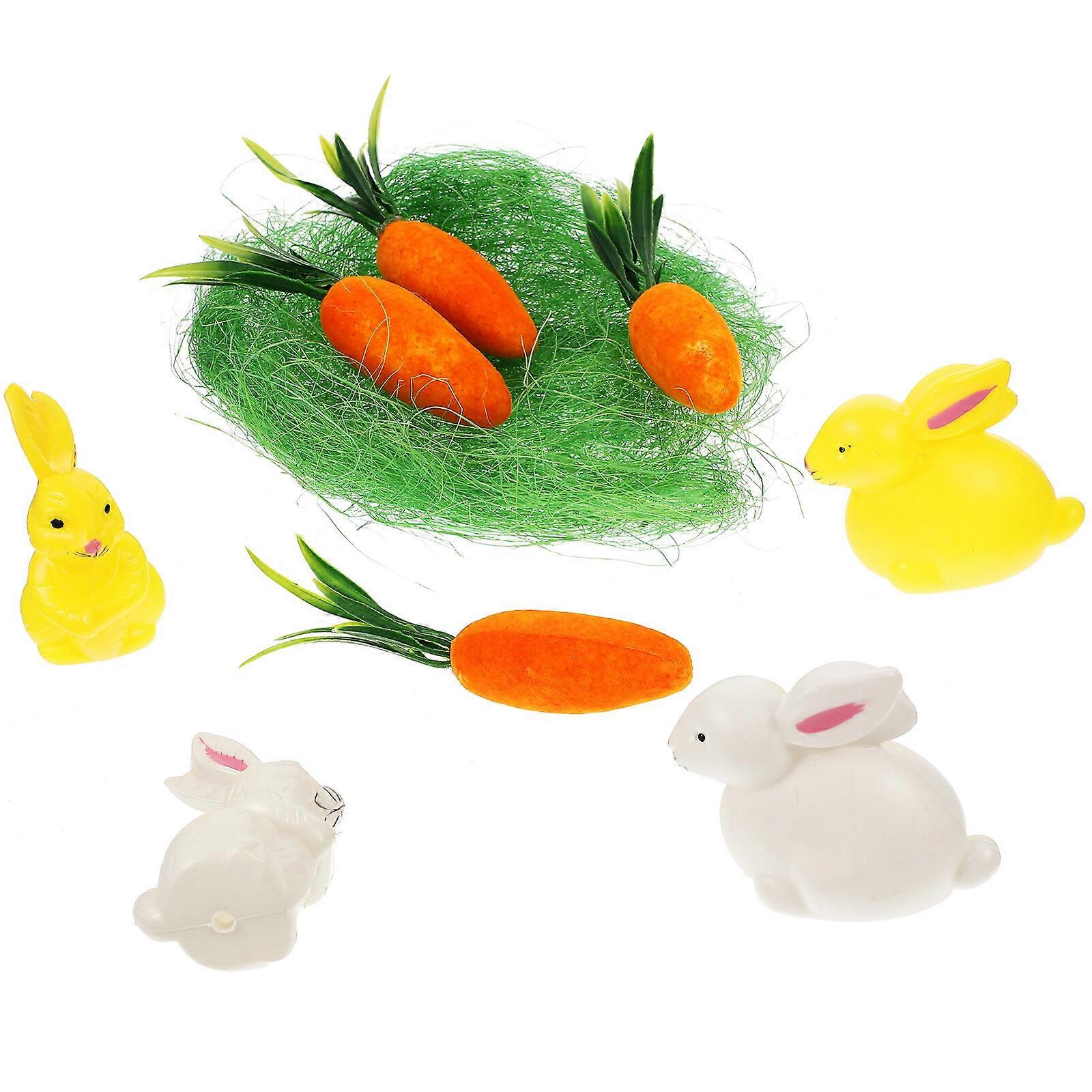 1 Set of Easter Decoration Bunny Carrot Ornaments Rabbit Shape Craft  Tabletop Decoration