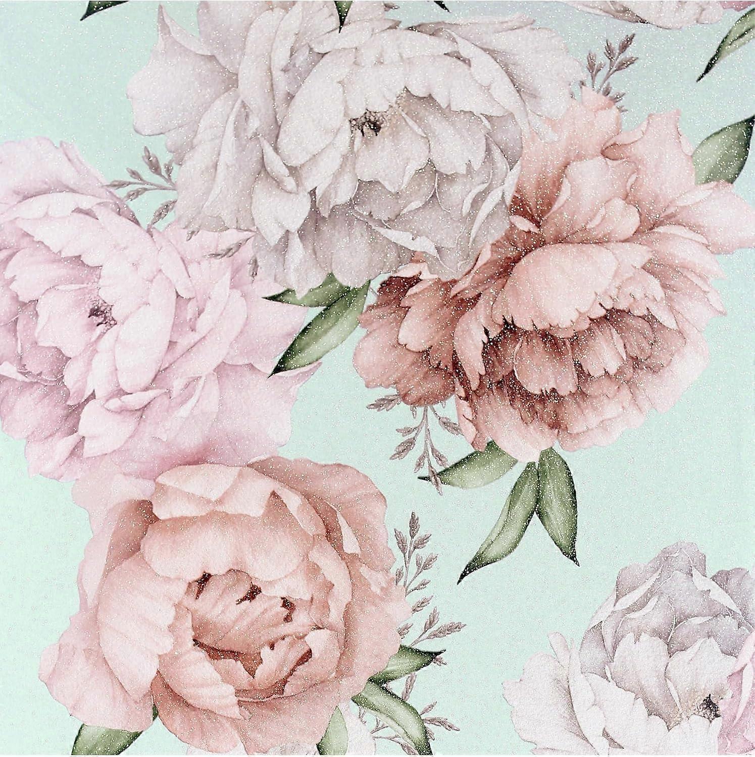 Arthouse Mixed Peonies Mint Wallpaper