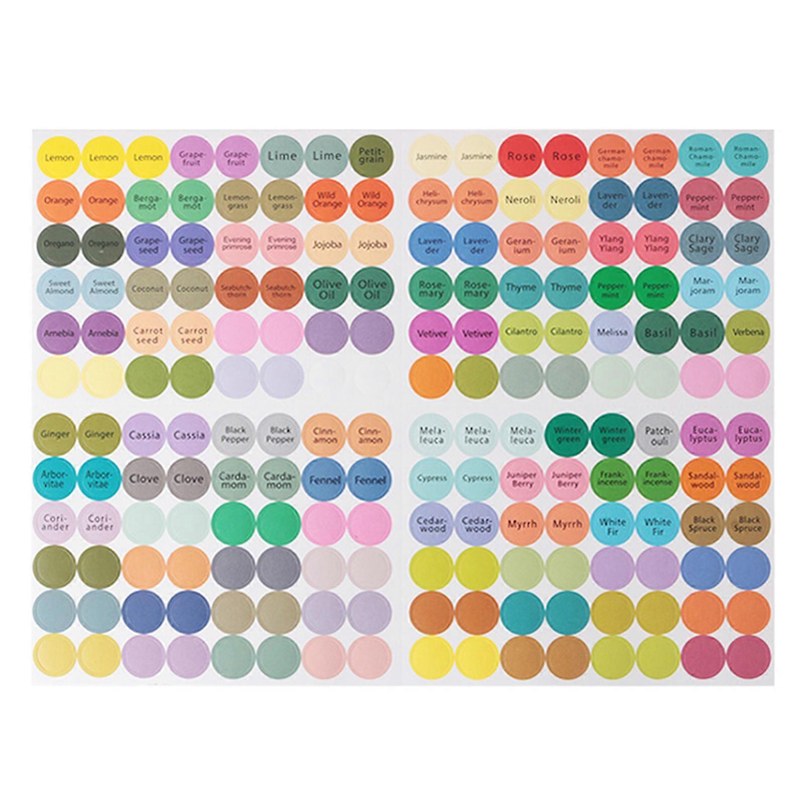 192pcs/Sheet Practical Colorful Paper Stickers Labels for Essential Oil Bottles