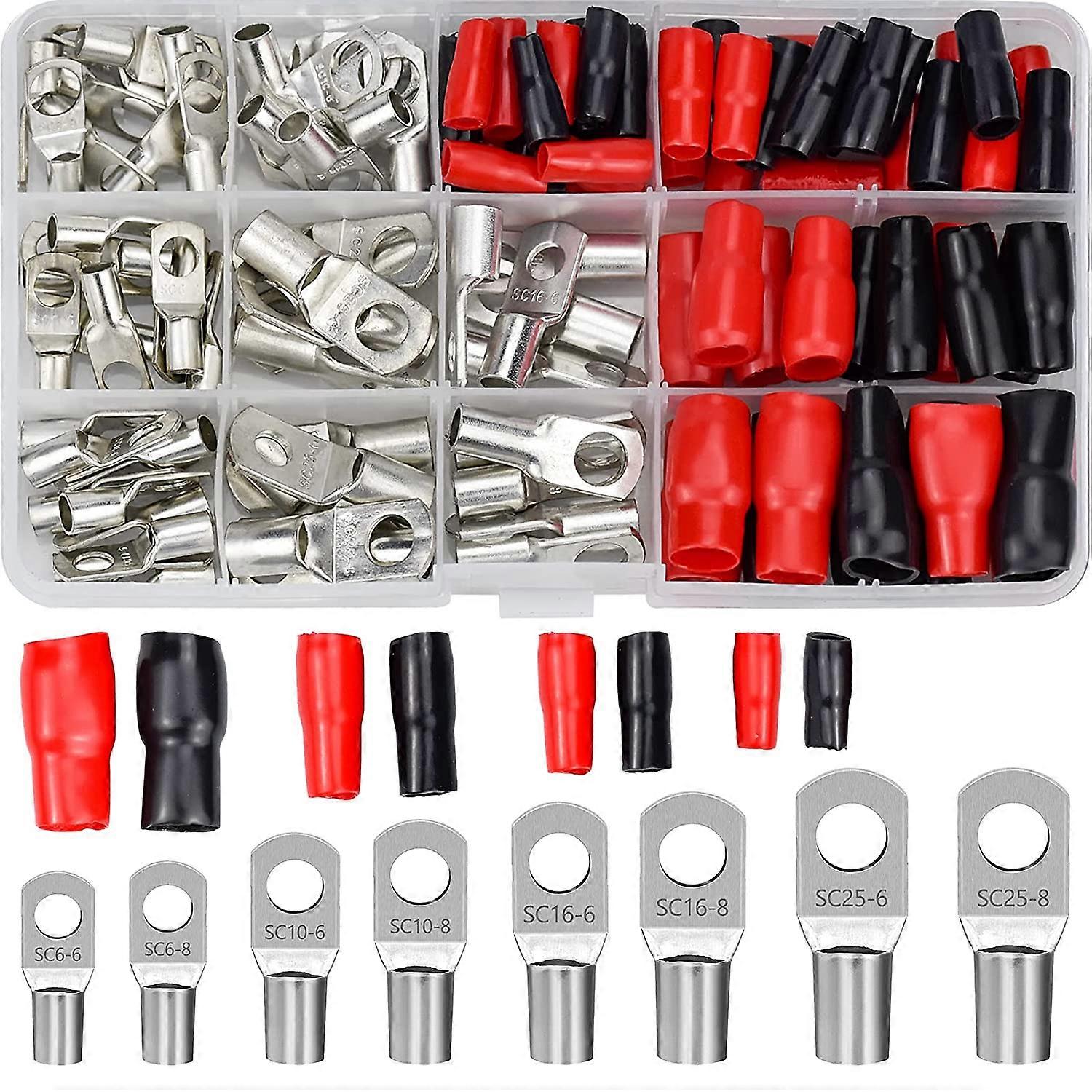 120 Pieces Crimp Lug Kit Car Electrical Terminals With Crimp Battery Terminals SC Connector Mouth Outline And Insulation BootsElectrical T Tap Crimp T