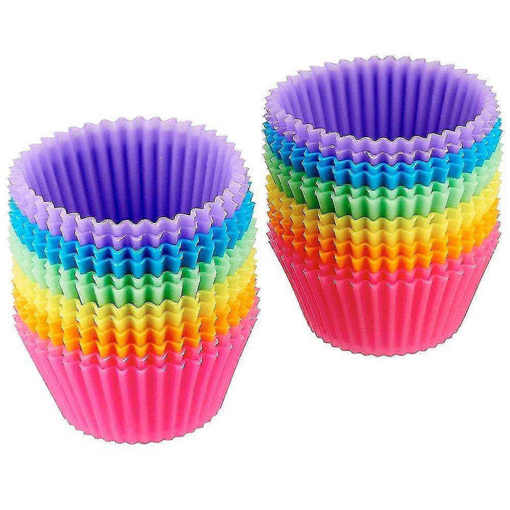 Reusable Silicone Baking Cups, Muffin Liners - Pack Of 24, Multicolor