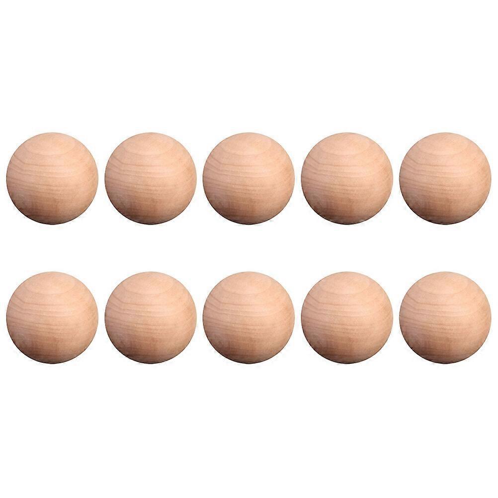 10PCS الخشب الكرة جولة الشكل الطبيعي غير مكتمل خشبية جولة الكرة الحرفية غطى بالرمل كرات الخشب الصلب السلس