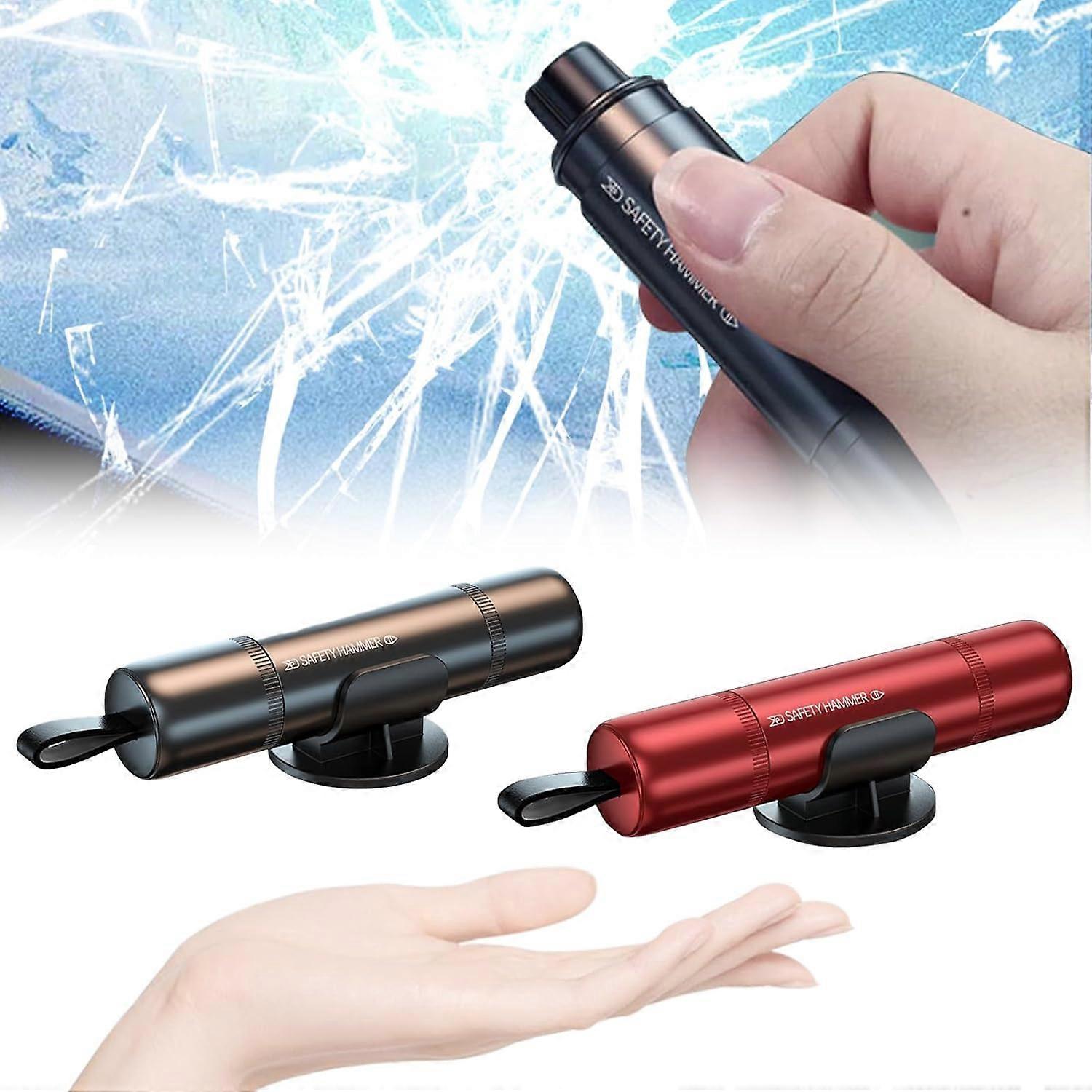 2X Auto-Sicherheits-Notfallhammer, Auto-Notfallhammer mit Sicherheitsgurtschneider, tragbarer Sicherheitsgurtschneider, Glasbrecher Auto Essentials