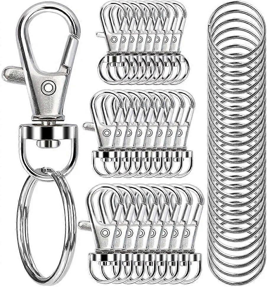 50pcs/25set Swivel Clasps Set Lanyard Snap Hooks with Key Chain Rings Keychain Clip Hooks for DIY Necklace Bracelet Chain Supply