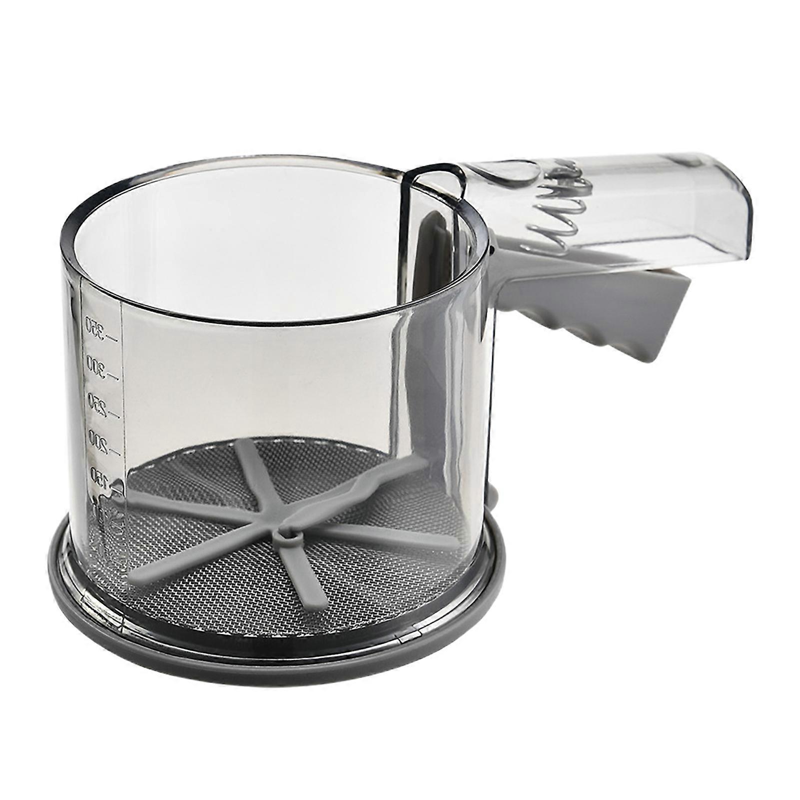 Flour Sifter Clear Scale Fan-shaped Rotary Blade Press Type with Bottom Cover Hand Press Filter Powdered Sugar Sieve Home Supply Jikaixiang
