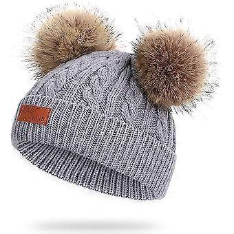 Crday Baby Pom Pom Hat Infant Winter Hats Toddler Winter Hat Crochet Fur Hairball Gift