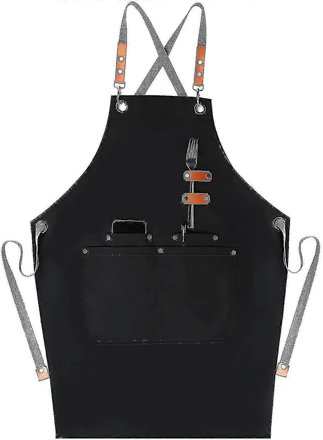 Chef Apron With Cross Back Bib Apron Cooking Aprons With Large Pockets