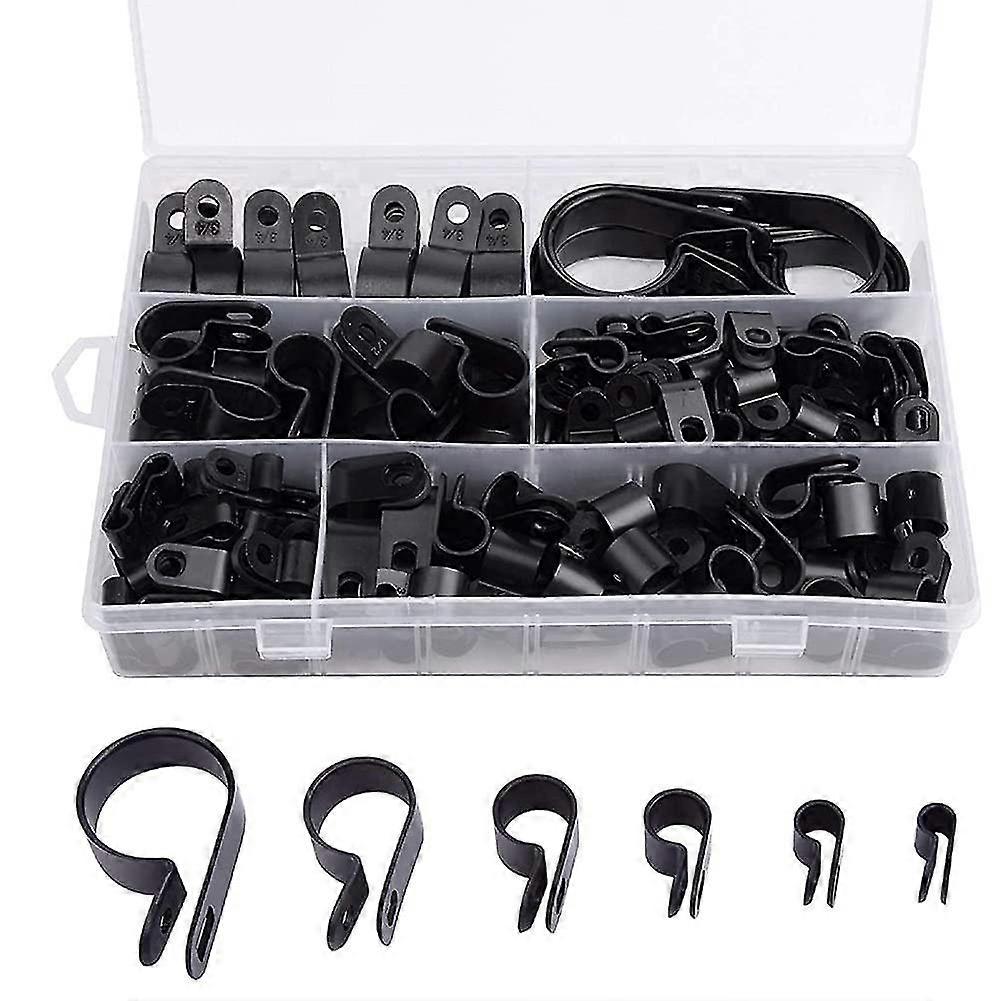 200pcs R-type P-type Cable Clamps Plastic Nylon Wire Clip Assortment Kit Hardware Tools Cable Clip