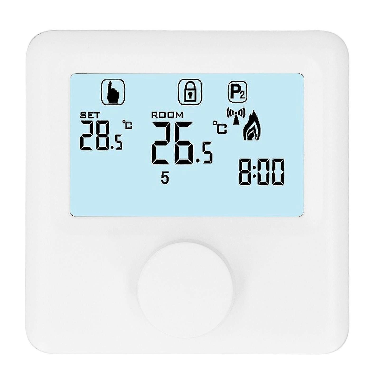 Programmable Thermostat Digital Temperature Controller LCD Display for Boiler 30?230VDC - White