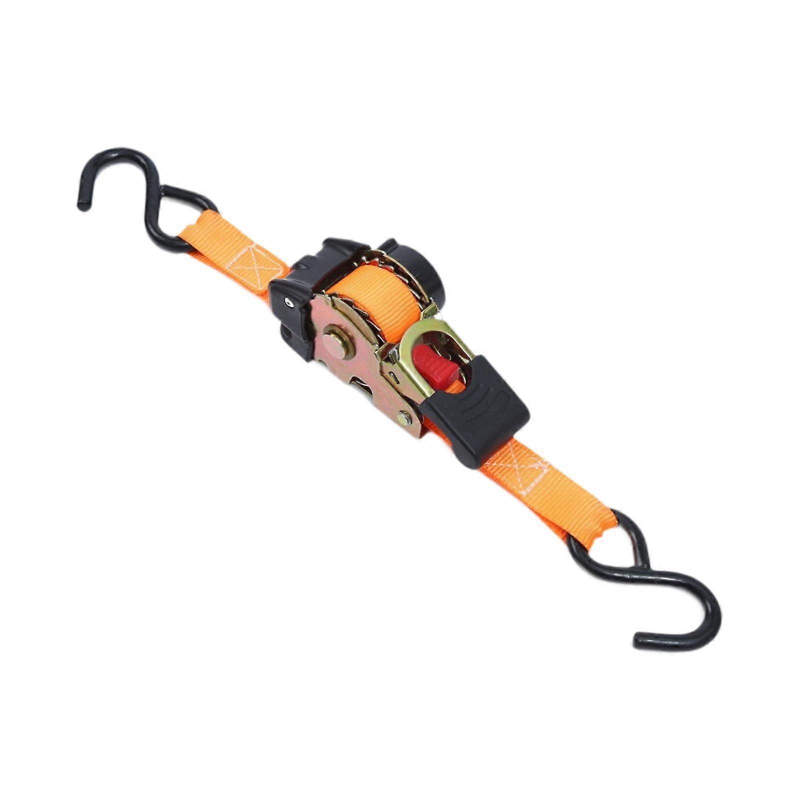 Retractable Ratchet Strap Premium with S Hooks for Motorcycle Cargo Trailers Orange
