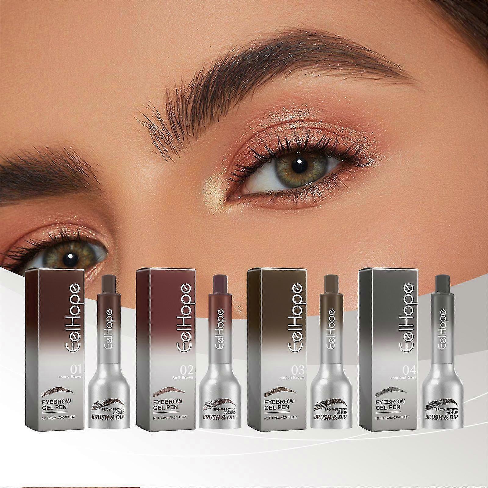 Eyebrow Brush, Brow-Fection Angled Brush & Dip, Liquid Eyebrow Brush, Eyebrow Pencil, Waterproof Brow Pen, Eyebrow Tint, Eyebrow Contouring Pen