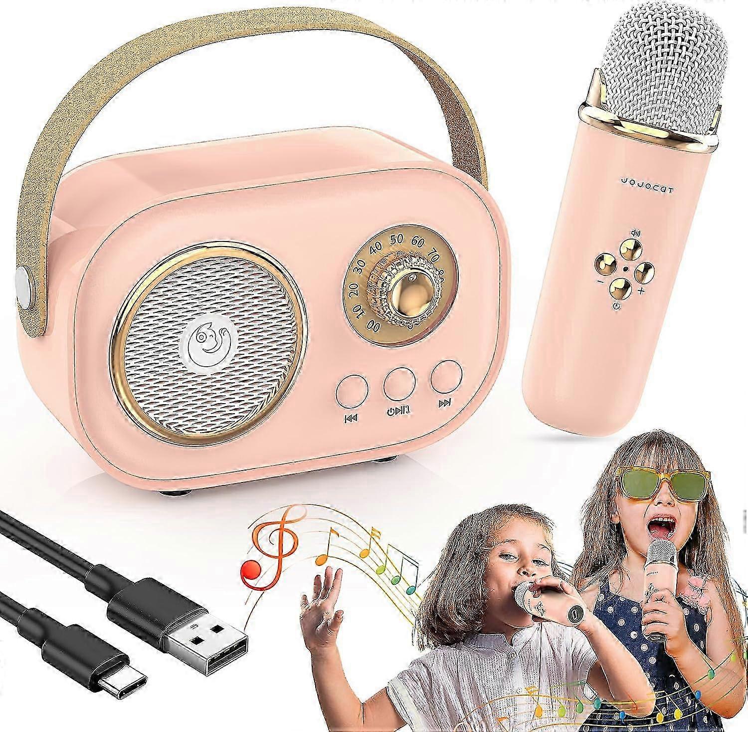 Mini Karaoke Machine with 2 Wireless Mics for Kids,Retro Portable Karaoke Machine for Girls Boys Family Party Birthday Singing Meeting