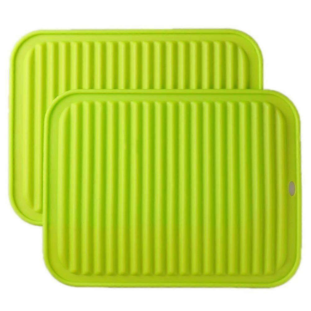 Silicone Trivets Mat 9"x12" Big Multi-purpose Drying Trivet Mat, Pot Holder, Waterproof, (set Of 2) Non Slip, Flexible, Durable, Dishwasher Safe Green