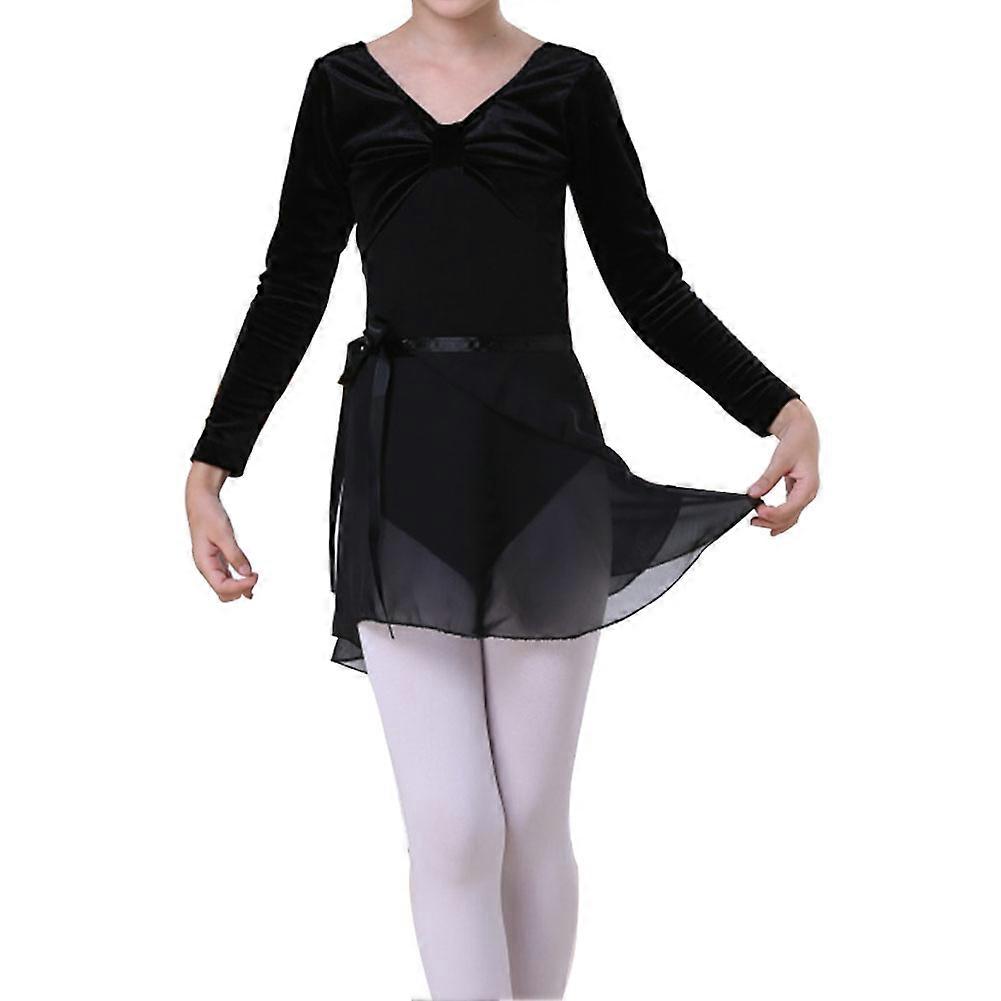 Kids Girl Ballet Dancewear Long Sleeves Dance Gym Practice Clothes Top  Skirt (Black 150) | Fruugo QA