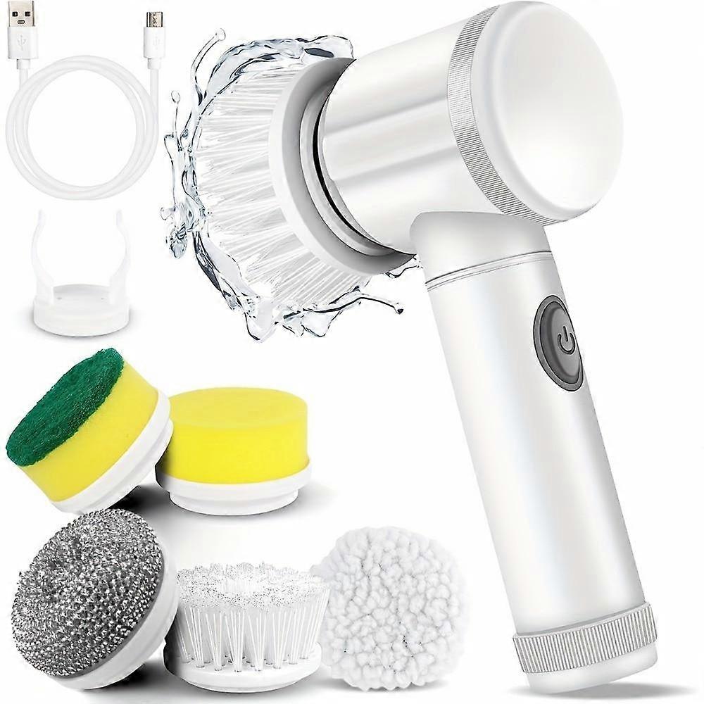 Electric Spin Scrubber with 5 Replaceable Brush Head Power Electric Cleaning Brush Handheld Rechargeable Shower Scrubber