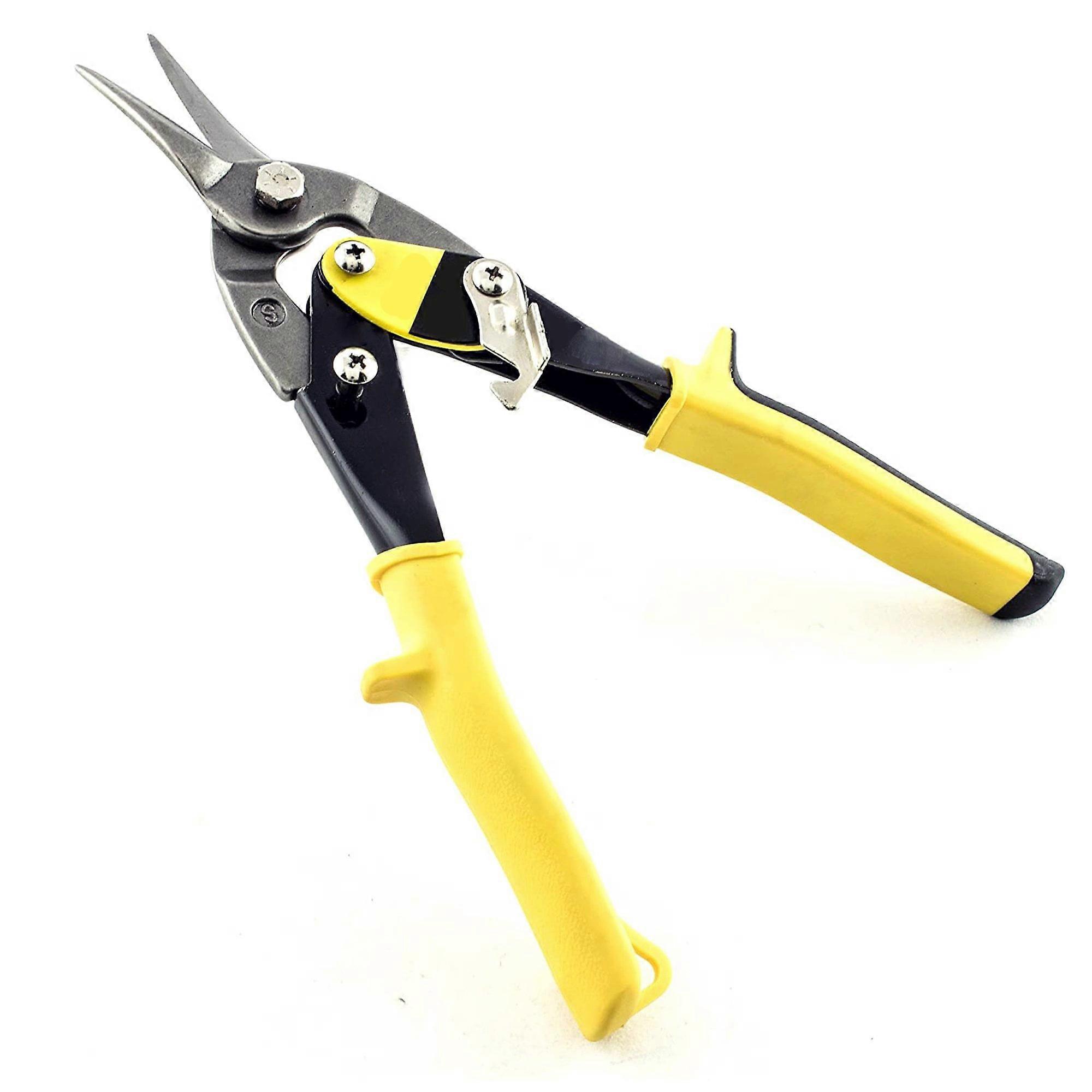 Aviation Tin Snips, Straight Regular Cut Precision Tool With Spring-Assisted Latch, Chrome Vanadium Steel For Durable And Long-Lasting Performance