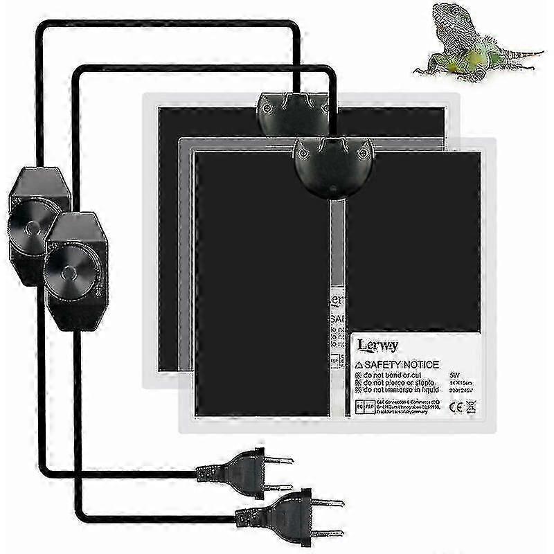 2pcs Terrarium Heating Mat Aquarium Heating Mat Waterproof Vivarium Temperature Controller For Reptiles Lizards Geckos Snakes Turtles Spiders (2pcs-5w