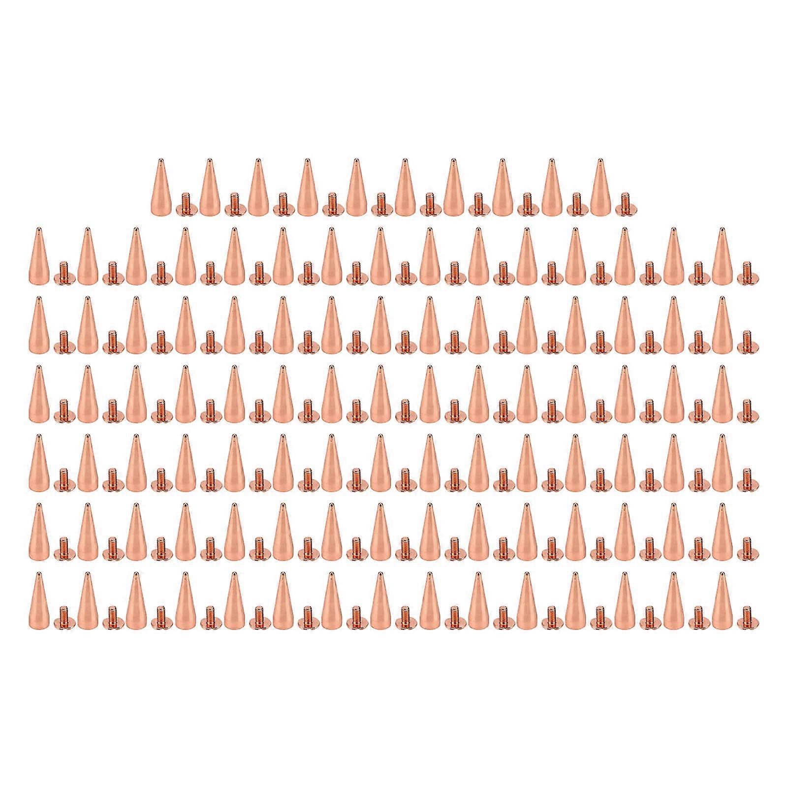 100 Sets and Studs Rose Gold Strong Brass Accurate Thread Punk Style Metal Plating Cone Spikes DIY Clothes