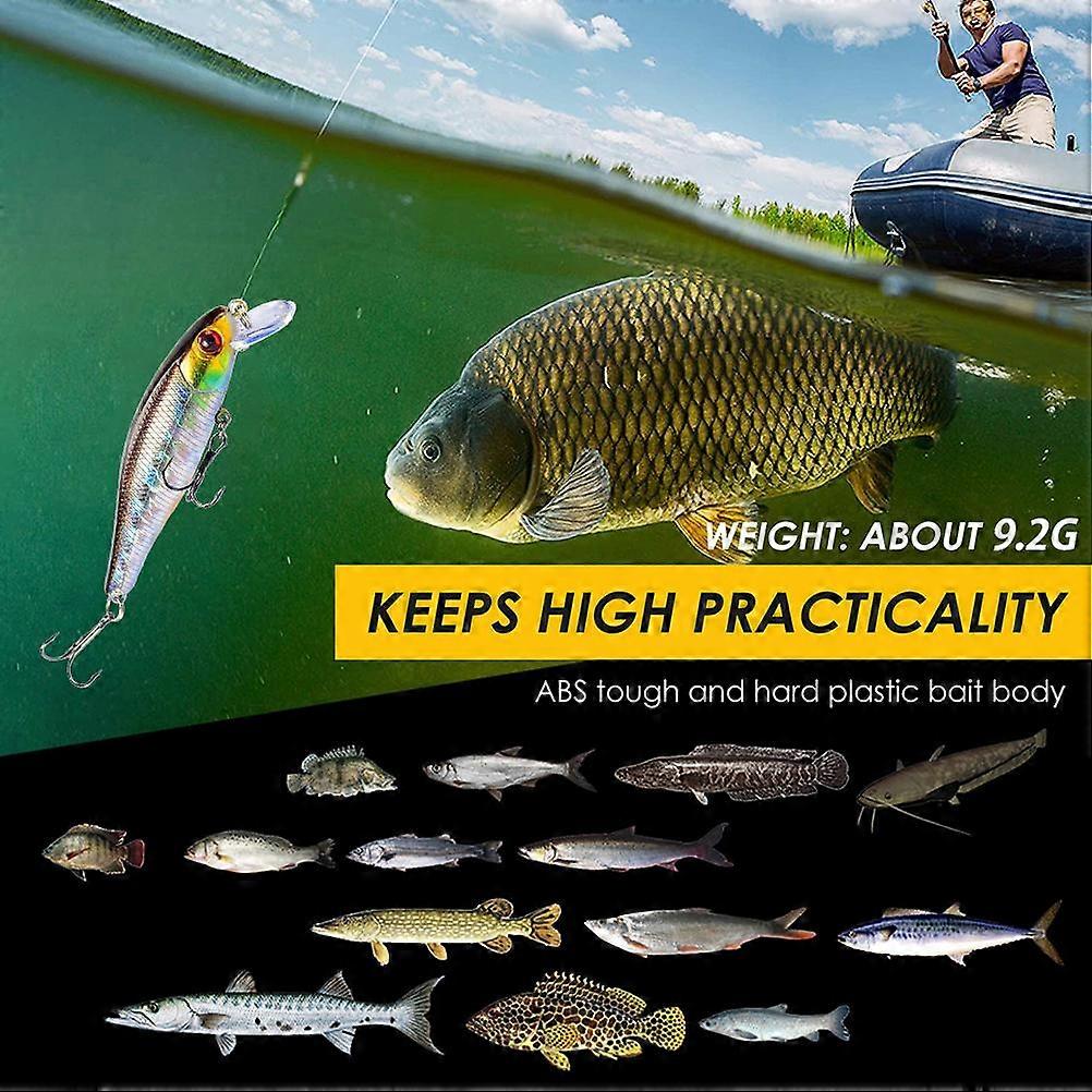 5 Pcs Wobbler Treble Fishing Lures 3D Printing Hard Bait Crank Baits Sinking Wobbler Treble Hooks Fishing Lures 8.5cm 9.2g