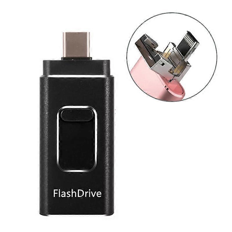 64GB SH02 USB 3.0 + 8 Pin + Mirco USB + Type-C 4 In 1 Mobile Computer U-Disk With OTG Function