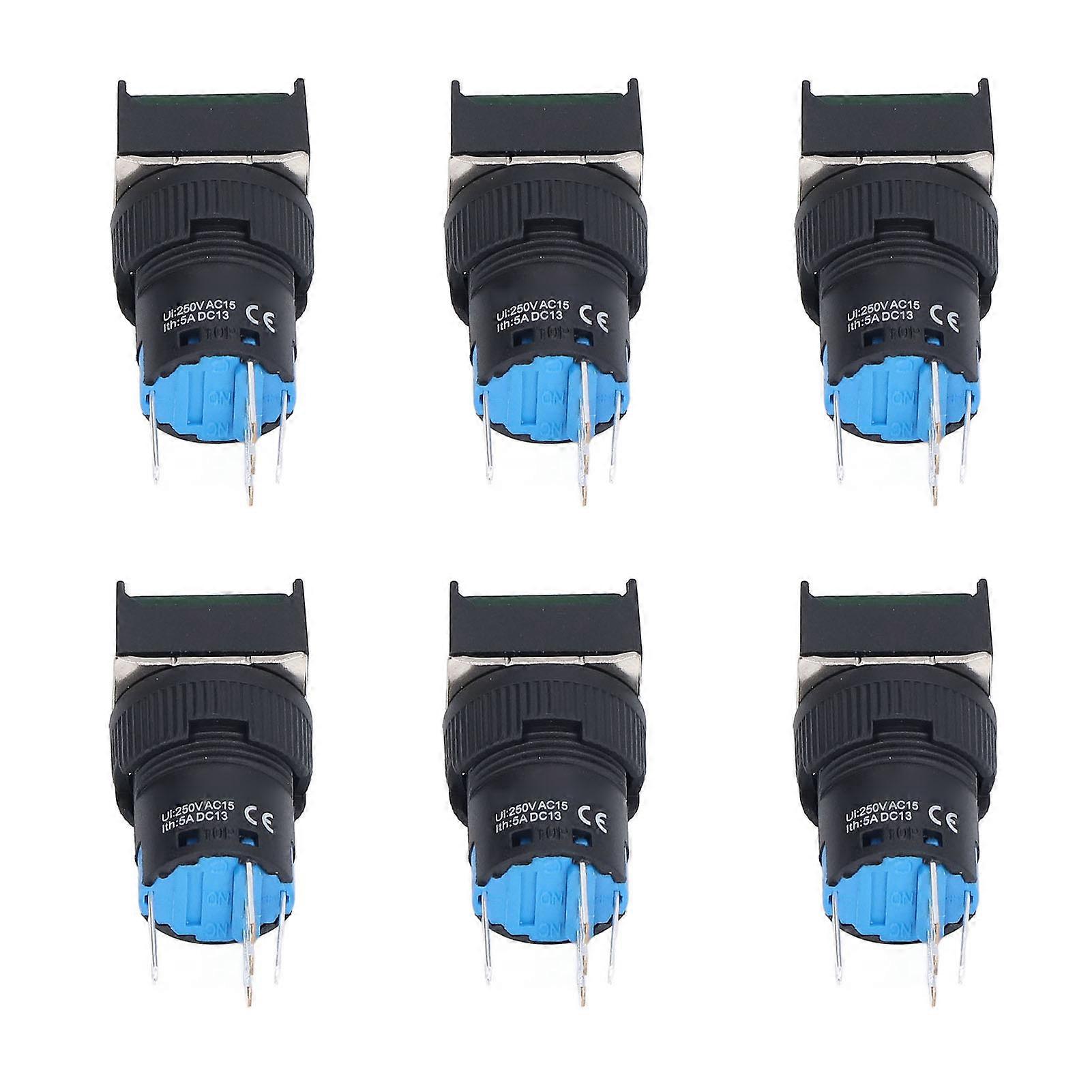 25Pcs Push Button Switch Momentary Self Locking 16mm Square with Light Set Kit 12VGreen