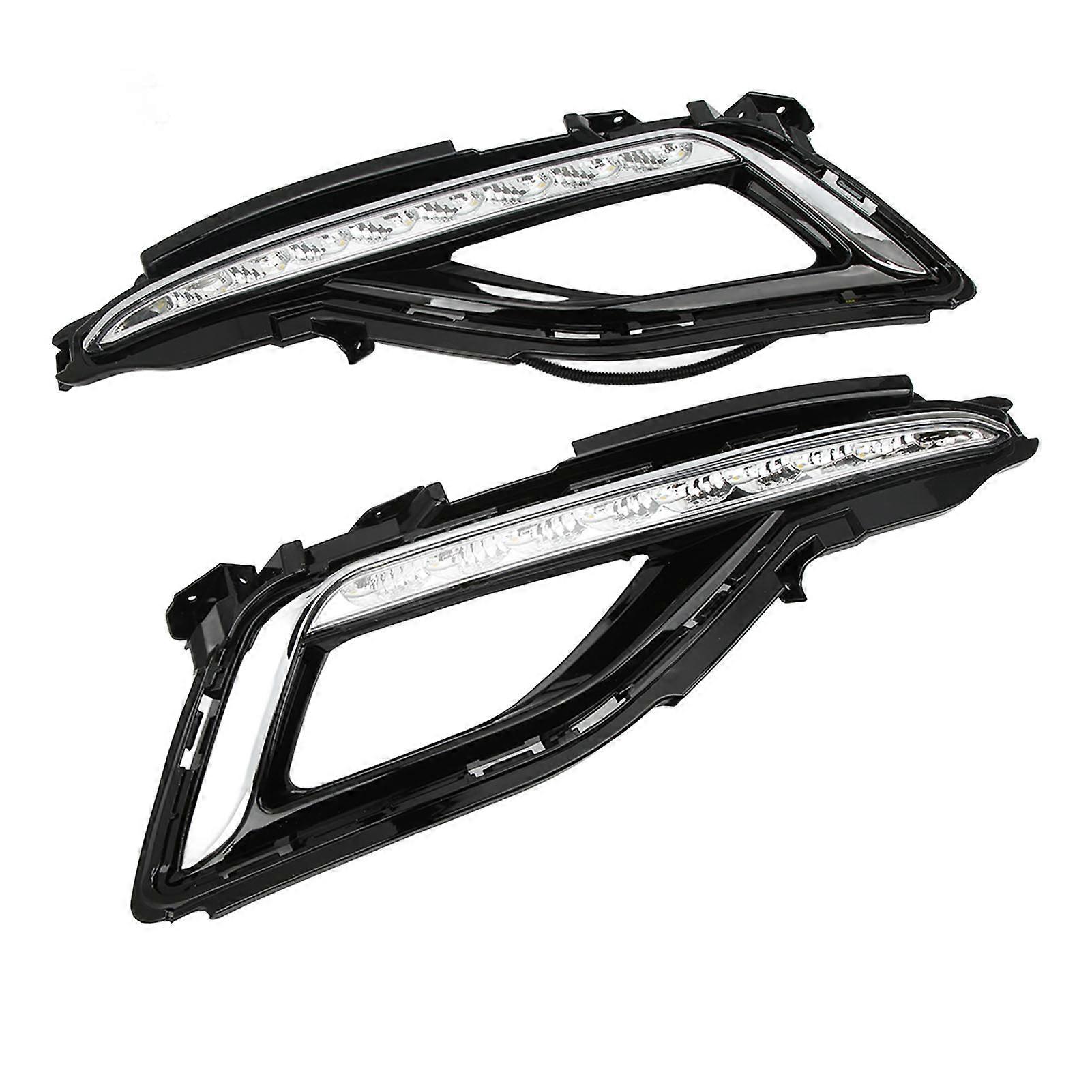 Left Right White LED Daytime Running Light Fog Lamp Replacement for Hyundai Sonata 2015‑2017 