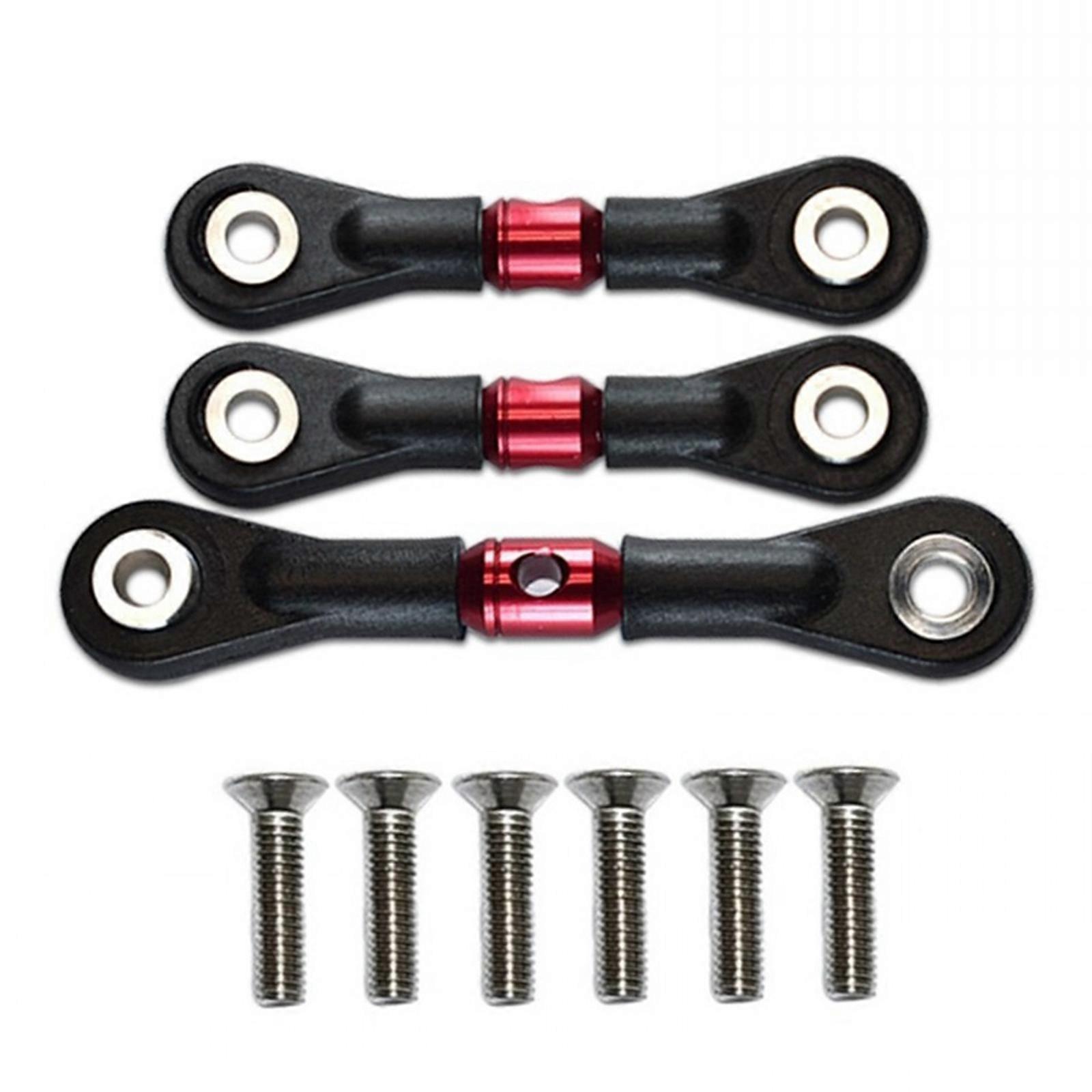 RC Steering Link Pull Rod Adjustable Servo Linkage Bar Anti-Rust Upgrade Kits Accessories for TT02/02T 1:10 RC Drift Car Red
