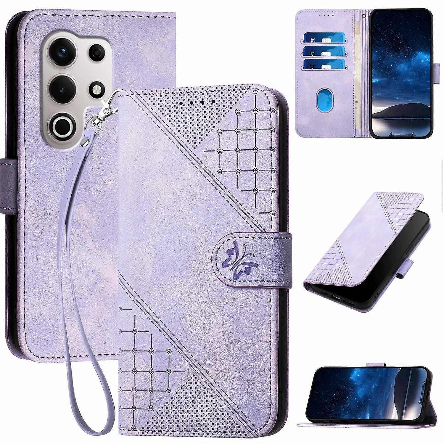 Grid Butterfly PU Case For Itel S25 Ultra