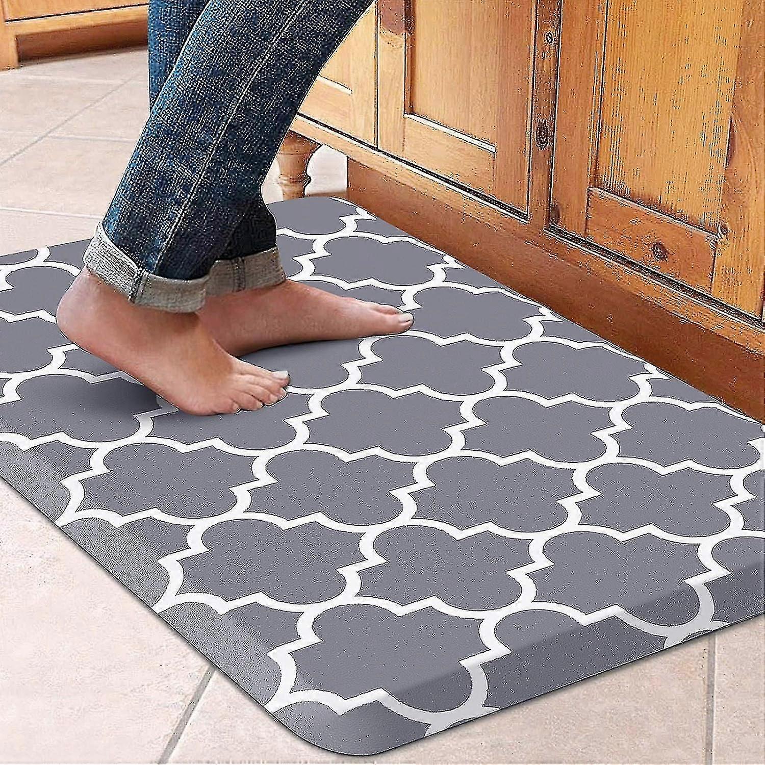 حصيرة المطبخ والسجاد مبطن مكافحة التعب ، 17.3 "× 28" ، عدم الانزلاق للماء مريح الراحة حصيرة للمطبخ ، الطابق المنزل ، مكتب ، بالوعة ، الغسيل ، رمادي