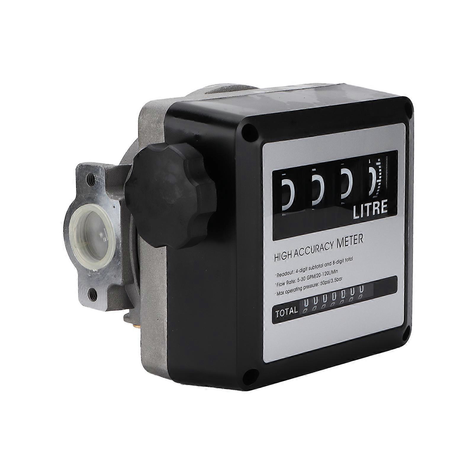 4 Digits Fuel Flow Meter Large Screen Display 5‑30GPM 20‑120L/Min High Accuracy for Gasoline