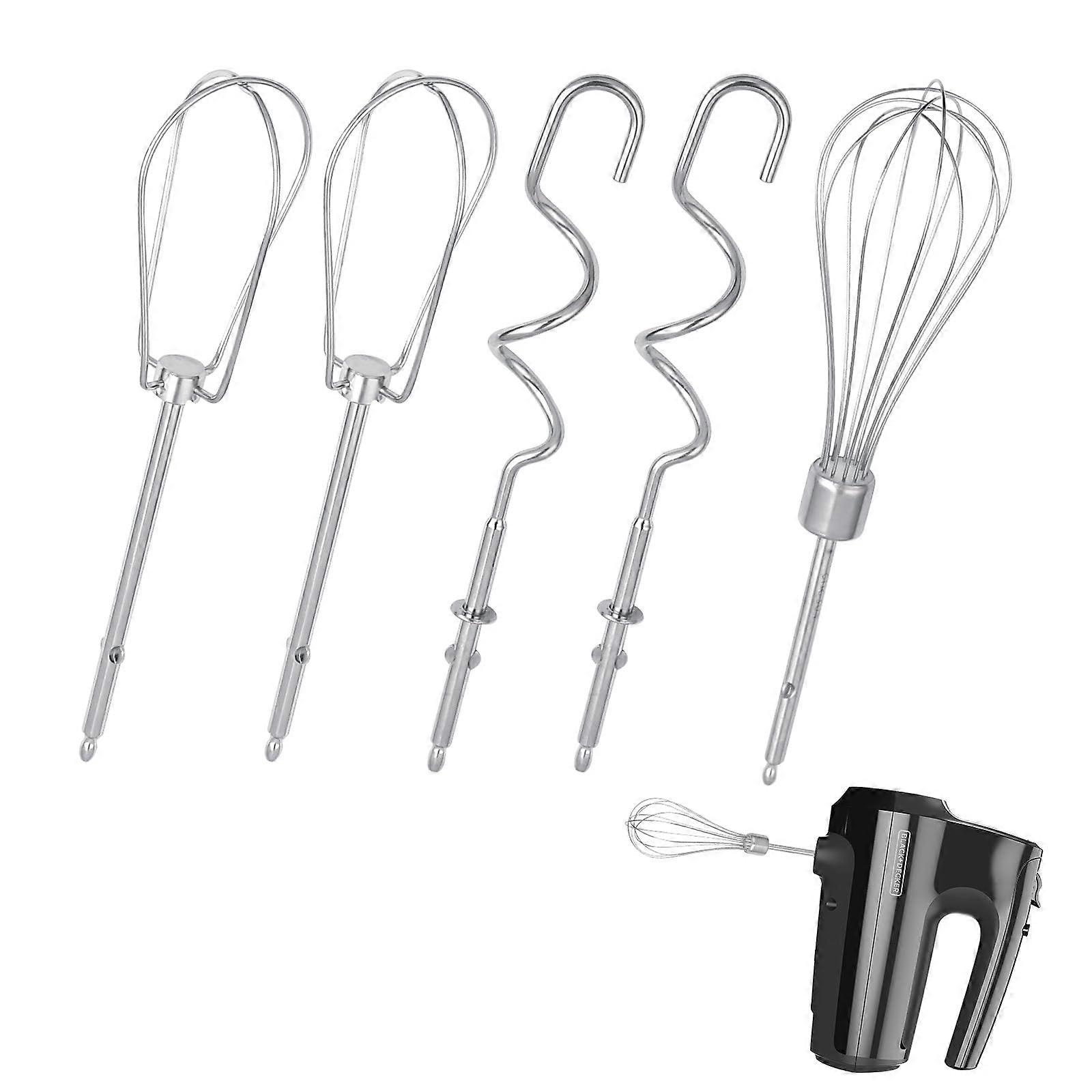 5 Pack Hand Mixer Replacement Beaters for BLACK and DECKER Hand Held Mixer, Includes 2 Beaters, 2 Dough Hooks, 1 Whisk, Electric Mixer Accessories