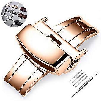 Stainless Steel Deployment Clasp Buckle Fasten Black Silver Rose Gold Watchband Clasp Color & Width (18mm,20mm )