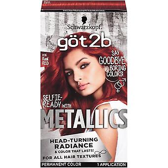 Schwarzkopf Got2b Metallics Permanent Hair Color, M76 Real Red, 1 Application