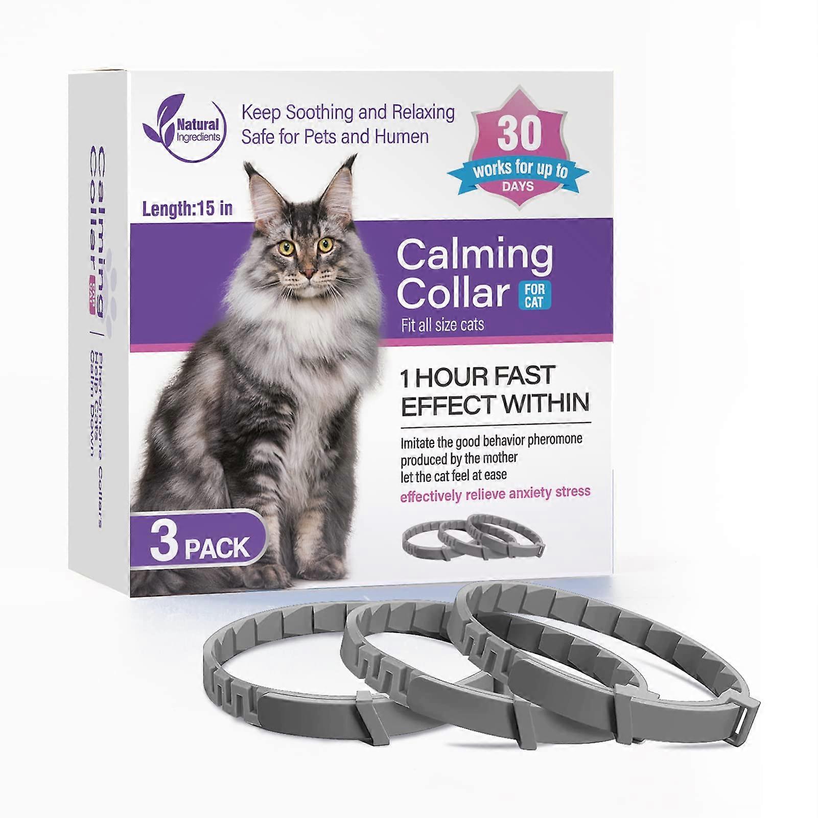 3 Pack Calming Collar for Cats and Kittens Adjustable Breakaway Pheromone Collars for Stress Relief in Small Medium Large Cats
