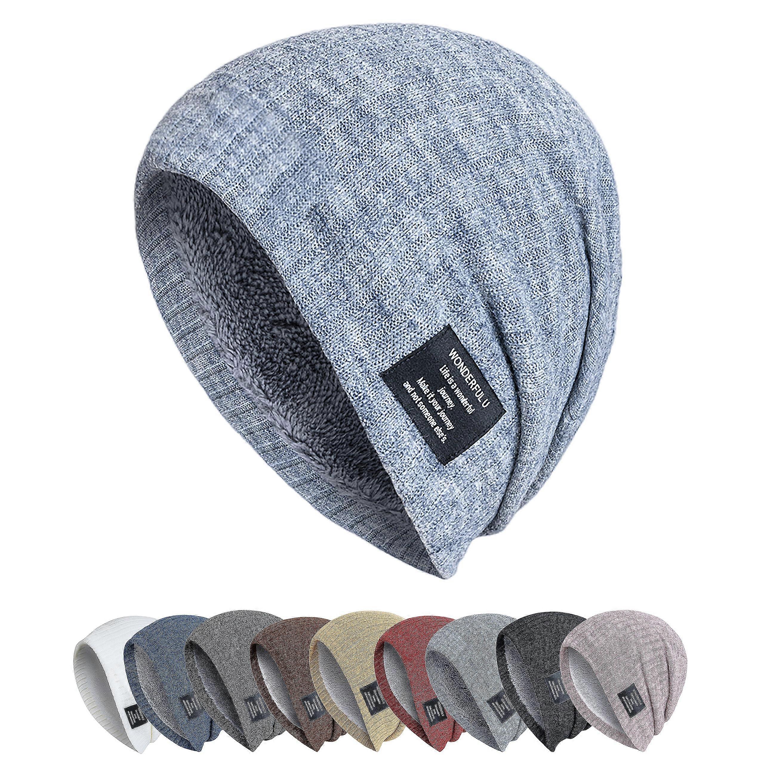 Winter Beanie Hats for Men and Women, Knit Fleece Lined Skull Caps, Warm Slouchy Style, Soft and Comfortable Material