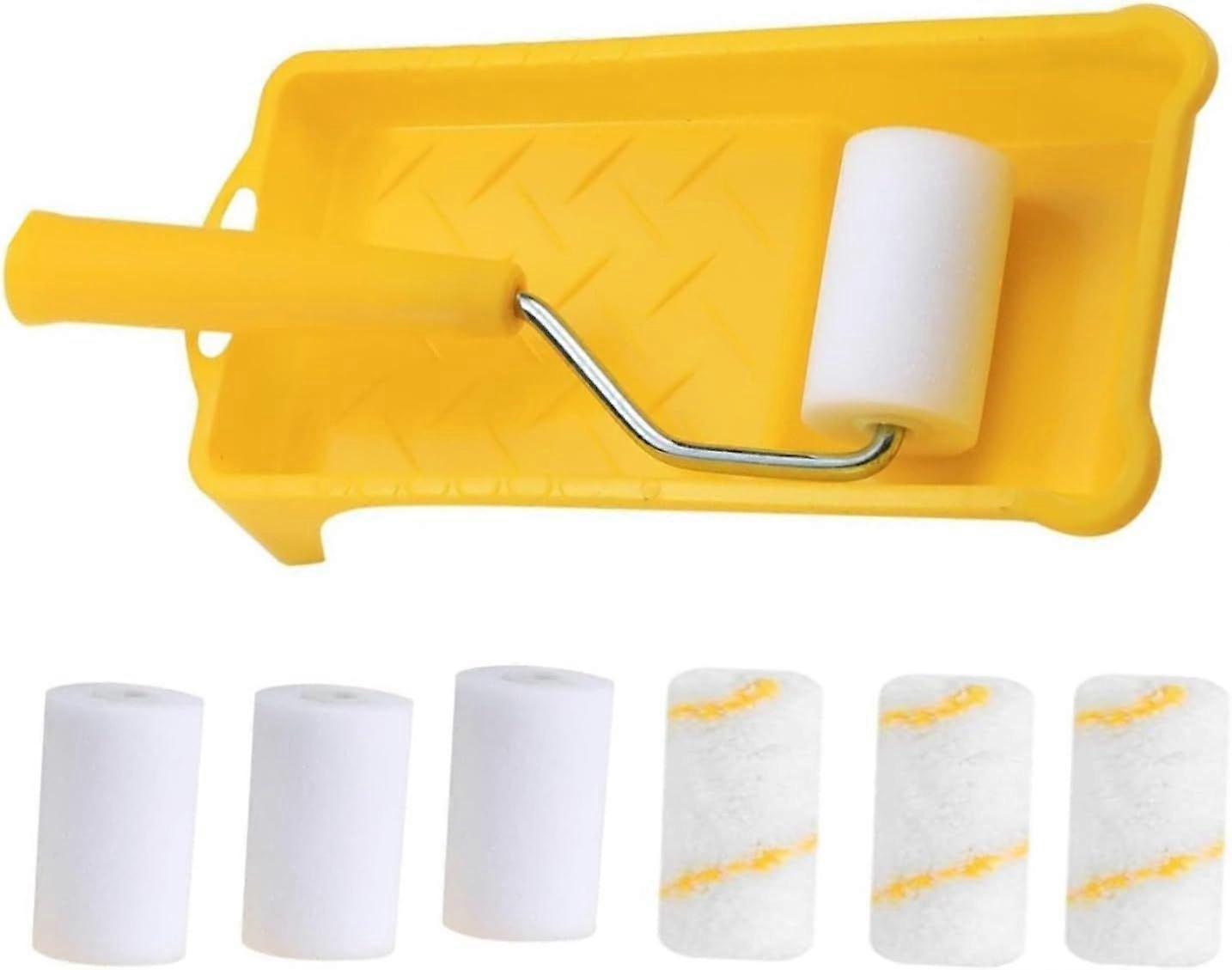 Mini Foam Paint Roller Small Foam Roller 6 * 5cm Foam Paint Roller Microfiber Roller + Paint Roller Frame + Small Paint Tray