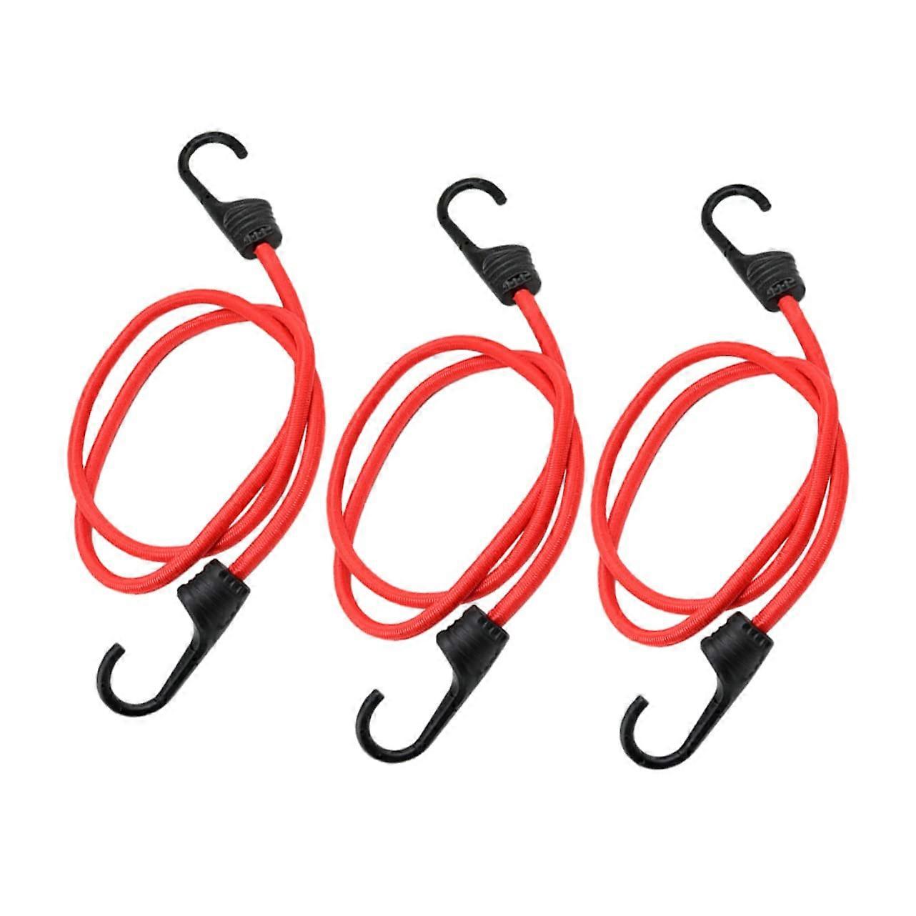 3pcs Binding Rope for Luggage Steel Binding Device Red Abs Bike Trunk Elastic Rope Cargo Binding Cord Strap